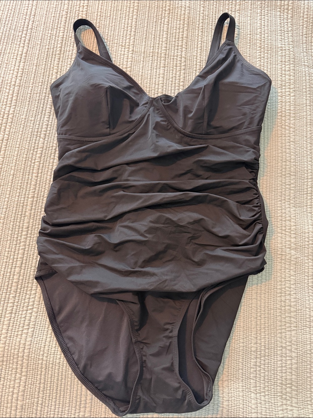 Classic Black Ruched One-Piece Swimsuit with Support
